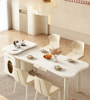 Островной стол Cream Wind Встроенный бытовой кухонный островной стол с выдвижной каменной плитой