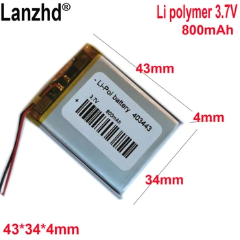 403443 Литий-полимерная батарея 800 мАч 3,7 В для измерителя температуры и влажности Bluetooth динамик светодиодный измеритель красоты