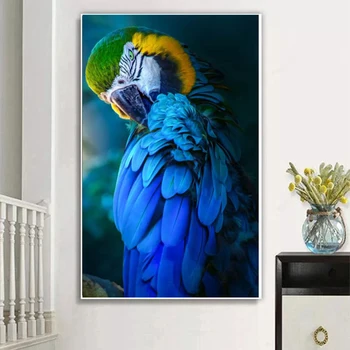 Алмазная Живопись 5D Алмазная Вышивка Полный Дисплей Blue Parrot Bird Алмазная Живопись Полный Квадрат Аксессуары Мозаичный Стежок