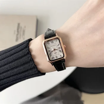 Модные Повседневные наручные часы с цифровым циферблатом в стиле ретро, квадратный кожаный ремешок, модные водонепроницаемые наручные часы для женщин