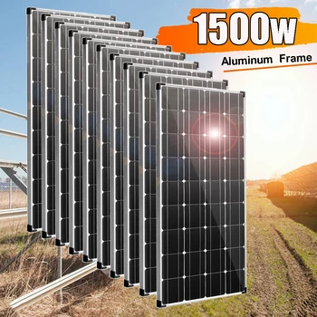 солнечные панели мощностью 1500 Вт 1000 Вт с алюминиевой рамой, батарея 12 В, система фотоэлектрических панелей для дома, балкона, крыши кемпинга