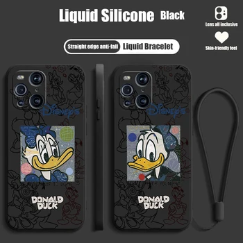 Disney Donald Duck для OPPO Find X6 X5 X3 X2 Pro Lite Neo Жидкая веревка силиконовый чехол Funda Coque противоударный чехол для телефона