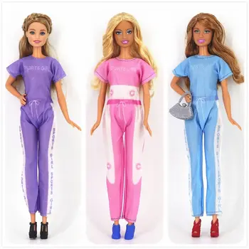Модное женское кукольное платье, повседневные спортивные брюки, майка, футболка, праздничная одежда ручной работы, джинсовые брюки для кукол длиной 30 см, аксессуары для кукол