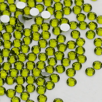 Высокое качество SS3-SS34 Оливково-зеленый стеклянный страз с плоской спинкой, круглое серебряное дно, клей на камнях для украшения одежды в стиле нейл-арта