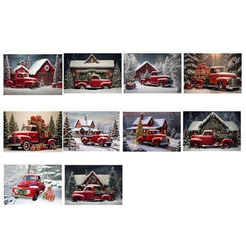 Фоновая ткань для горячего Рождества, новогодняя вечеринка, Винтажный красный грузовик, детская фотостудия, фоновая ткань для фотосъемки