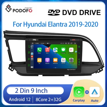 Podofo Android12 Автомобильный Радиоприемник Multimidia Видеоплеер Для Hyundai Elantra 2019-2020 GPS Навигация Carplay Авто Стерео с DVD