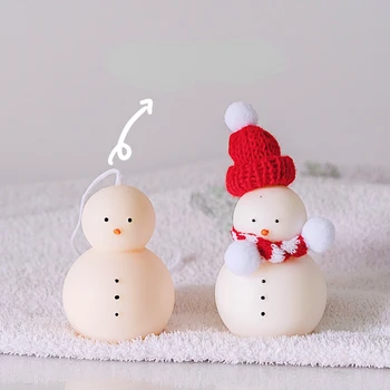 Мультяшный Рождественский Снеговик, Силиконовая форма для свечей, сделай САМ, Рождественское платье для девочек, Гипсовая смола, Форма для выпечки мыла и льда, Подарки для домашнего декора