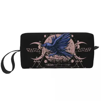 Косметичка Raven Wiccan Mandala, женский Косметический Органайзер для путешествий, Модные сумки для хранения туалетных принадлежностей, набор Dopp Box Case