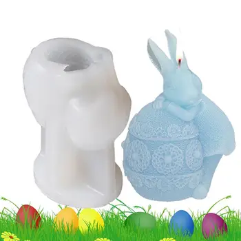 Форма для свечей в виде кролика, Гипсовая глиняная форма, легко снимается, устойчива к разрывам, очаровательный многофункциональный мягкий 3D кролик