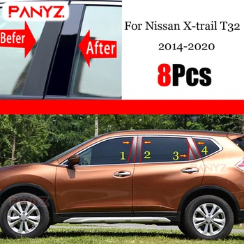 Для Nissan X-trail Xtrail T32 2014 15 16 17 2018 2019 2020 Автомобильная Дверь Окно Средняя Колонна Отделка Защита ПК Черная Наклейка В Полоску