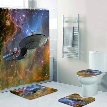 Забавный Набор Занавесок для Душа StarTrek 1701D Eagle Nebula StarTrek Занавеска для Ванной Комнаты для Ванны Коврик для Ванной Ковер для Декора Туалета Подарок