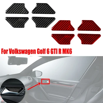 Для Volkswagen Golf 6 GTI R MK6 2008-2012 Детали интерьера из настоящего углеродного волокна Внутренняя Отделка дверной чаши Наклейка для отделки крышки