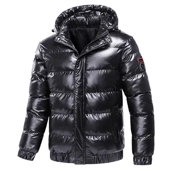 Мужское зимнее пальто, модная хлопковая подкладка из искусственной кожи, теплая парка с капюшоном, повседневная верхняя одежда, тепловая куртка-бомбер