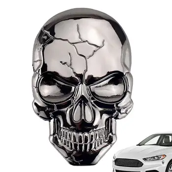 3D металлическая наклейка с черепом, скелет автомобиля, наклейка на мотоцикл, Эмблема, значок, Череп, автомобильные аксессуары, металлический череп, автомобильная наклейка