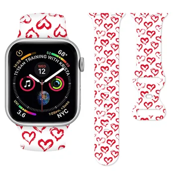 Силиконовый Ремешок с принтом Серии Valentine's Day для Apple Watch Band 7/6/5/4/3/2/1 8 Ultra SE 38/40/41 мм 42/44/45/49 мм Браслет