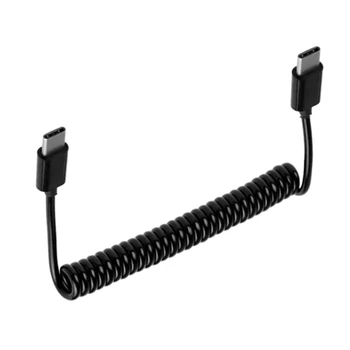 Телескопический кабель для зарядки от USB Type C до Type C с пружинной тягой для мобильных телефонов Android, планшетов, автомобильного кабеля для передачи данных USB C