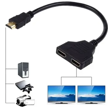 Черный высококачественный HDMI-разветвитель с разрешением 1080P, кабель-адаптер, конвертер