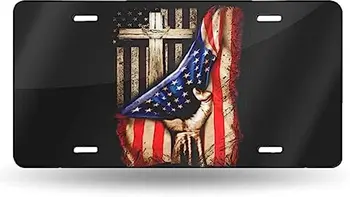 Рамка номерного знака Крест американского флага Вера Иисуса Номерной знак Металлический Алюминиевый Тщеславие Авто Автомобильная бирка для автомобиля США 6x12 дюймов