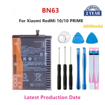 100% Оригинальный Аккумулятор BN63 6000 мАч Для Xiaomi RedMi 10/10 PRIME Запасные Батареи Для Телефона + Инструменты