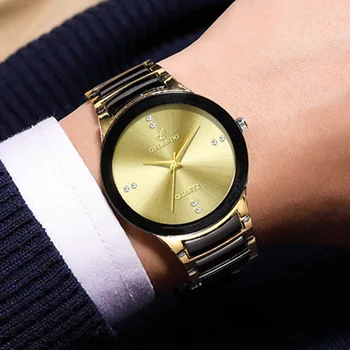 Роскошные часы из вольфрамовой стали Мужские Золотые Черные часы ORLANDO Fashion Business Кварцевые наручные часы Relogio Masculino