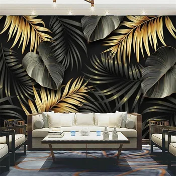 Пользовательские обои 3d фрески обои Nordic ручная роспись тропических растений свежий тропический лес пальмовый лист фоновые обои для телевизора в помещении