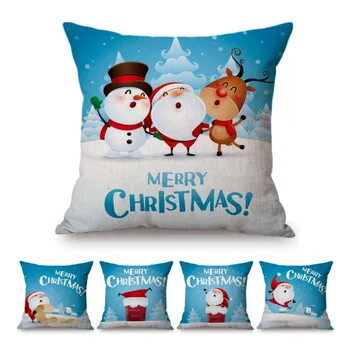 Милый Мультяшный Озорной Санта Клаус, Декоративная подушка для дивана, Рождественское искусство, Хлопчатобумажный Льняной чехол для домашнего декора гостиной