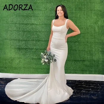 Простое свадебное платье ADORZA Boho с глубоким вырезом, Элегантное свадебное платье Русалки с простым атласным шлейфом Vestido De Noiva для невесты