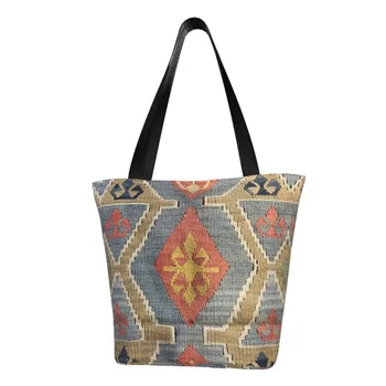 Плетение Навахо, турецкие этнические сумки-килим для покупок, многоразовые винтажные Персидские антикварные племенные холщовые сумки для покупок в продуктовых магазинах, наплечная сумка для покупок