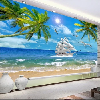 wellyu papel de parede 3d обои на заказ Виндсерфинг с кокосовыми пальмами фотопленка 3d natur papel de parede para quarto