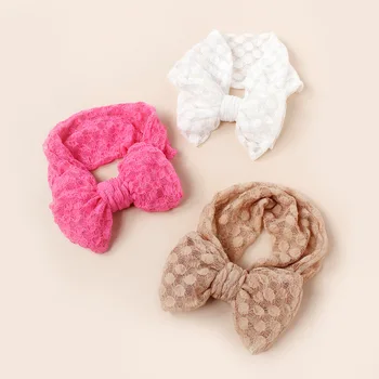 Милая повязка на голову для новорожденных девочек, эластичный вязаный детский тюрбан, детские бантики, мягкие нейлоновые детские головные уборы, аксессуары для волос