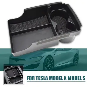  для Tesla Модель X Модель S Автомобильная Центральная Консоль Подлокотник Ящик Для Хранения Лоток Органайзер Противоскользящие Коврики Для Хранения И Уборки Автомобиля Accesso E1S2