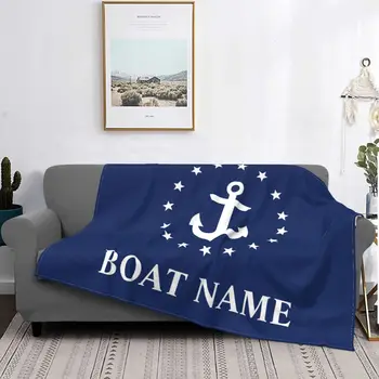Темно-синее Морское декоративное одеяло с якорем, Фланелевое Настраиваемое одеяло, Мягкое дышащее тепловое постельное белье и дорожное одеяло