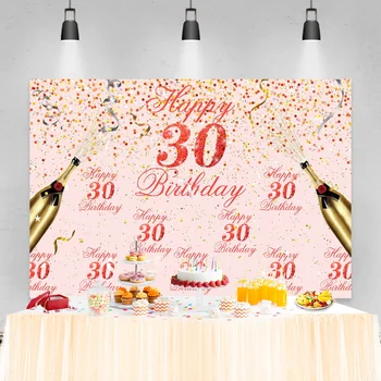 Laeacco Фон для фотосъемки с 30-летием Со Дня рождения, Золотые Точки, Воздушные шары, Портрет Друга, Вечеринка, Индивидуальный Фон для Фотосессии, Плакат