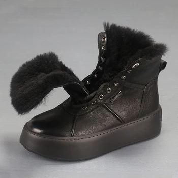 Зимние мужские ботинки: толстая подошва, теплые зимние ботинки, мужской тренд, мотоциклетные ботинки со встроенным натуральным мехом