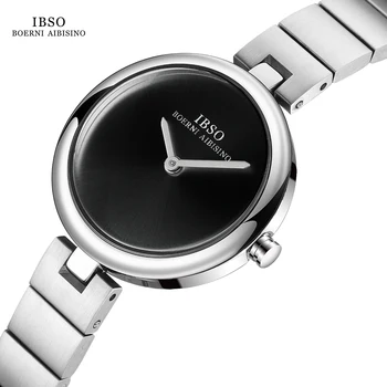 IBSO 2023 Новые женские кварцевые часы роскошного стиля, Суперпростой ремешок из нержавеющей стали, Водонепроницаемый циферблат неправильной формы, Водонепроницаемый 30