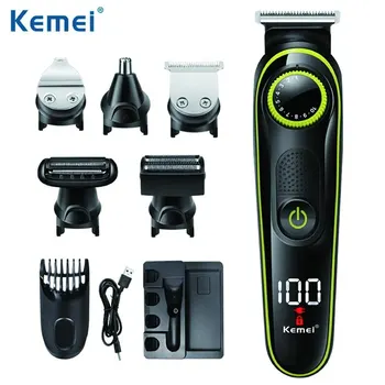 Kemei Триммер для бороды для мужчин, набор для стрижки бороды с кусачками для волос, электрическая бритва, водонепроницаемые бритвы для усов, носа, тела