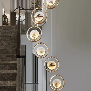 Современная кольцевая лестница светодиодные фонари подвесные светильники для гостиной светодиодные люстры для столовой подвесной светильник внутреннее освещение