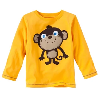 Желтая обезьяна Одежда для маленьких мальчиков Футболки с длинным рукавом детские футболки, наряды из осеннего детского трикотажа, толстовки из 100% хлопка