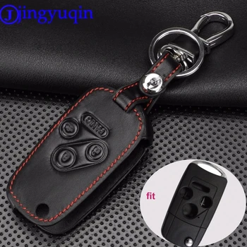 jingyuqin, 4 кнопки дистанционного откидывания автомобильного ключа, чехол-накладка, кожаный брелок для Honda Accord Civic Pilot, 3 кнопки + паника