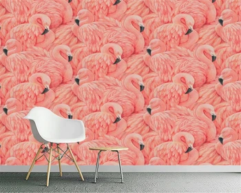 Пользовательские обои muras ручная роспись фламинго флорист Европейская фреска фон украшение стен 3d обои фреска