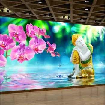 Статуя Будды Дзен Магнолия Капли Воды 3D Фотообои для Гостиной Обои для Спальни Домашний Декор Фреска Обои 3D