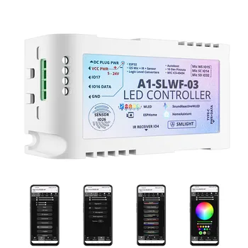 A1-SLWF-03 Светодиодный Контроллер SMLIGHT WLED ESP32 WS2812 Пикселей Светодиодный Контроллер Mic Home Assistant Для полосы WS2812B WS2811 WS2815