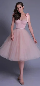 Элегантные короткие пыльно-розовые платья для выпускного вечера трапециевидной формы с поясом, вечернее платье длиной до колен с тюлевым корсетом сзади, вечернее платье
