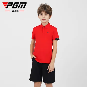 Детские футболки для гольфа PGM с коротким рукавом, летняя одежда для мальчиков, дышащая, быстросохнущая, YF599, Оптовая продажа