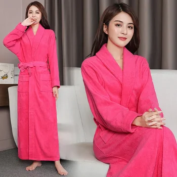 Махровое полотенце из 100% хлопка, удлиненный и очень толстый халат для влюбленных, банный халат для мужчин и женщин, ночной халат, пижамы, Повседневный домашний халат
