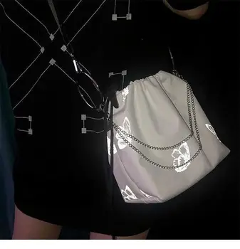 Y2k Корейские Ins Нейлоновая цепочка с бабочкой и круглым кольцом, женская сумка через плечо, черная универсальная модная женская сумка на шнурке