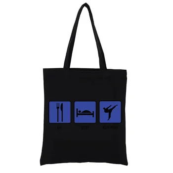 Ешь, спи и сражайся, Крав-Мага, холщовая сумка для покупок, женская сумка для покупок, тканевые сумки, повседневные модные сумки, сумка-тоут, Totebag