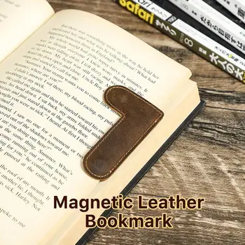 Магнитная закладка из искусственной кожи ручной работы, портативный водонепроницаемый Винтажный L-образный уголок страницы, книжный маркер, зажим для любителей книг
