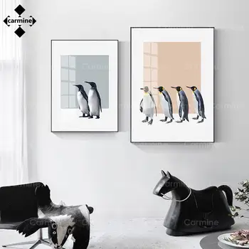 Милый Пингвин, настенная художественная печать, Современная семейная художественная живопись, плакат с изображением северных животных на холсте для детской комнаты, украшение дома Без рамки