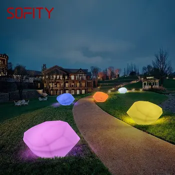 SOFITY Modern, 16 цветов, Газонные фонари, USB-электрический Креативный 3D Белый камень с дистанционным управлением, IP65 Декор для сада и парка